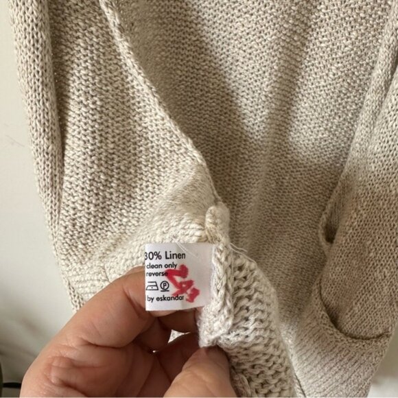 Eskandar Cotton Linen Blend Rolled Open Front Sweater Vest One Size - Picture 6 of 9